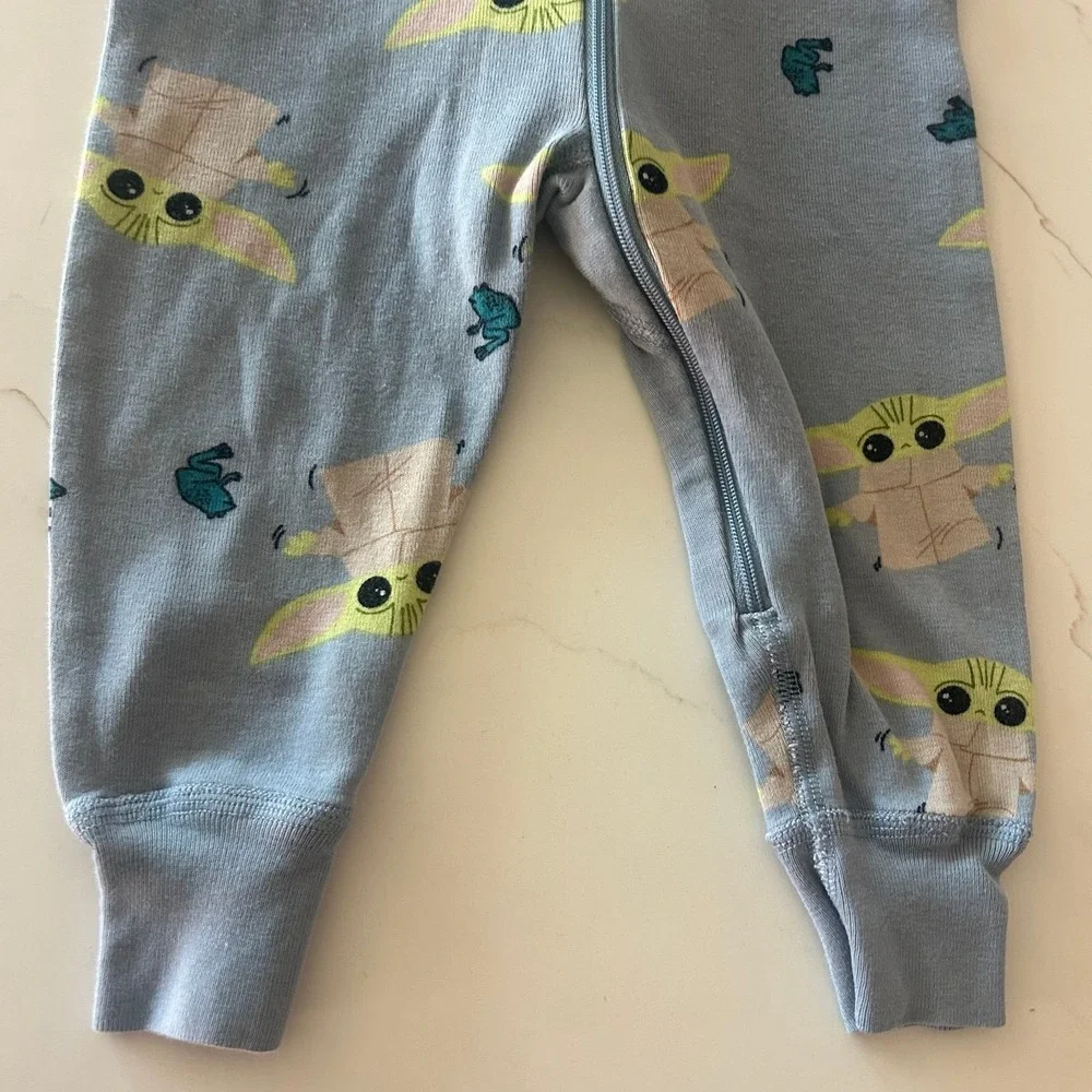 Hanna Andersson Baby Yoda Light Blue Sleeper Zippy 18-24 Months